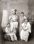 Kandy Chief Family Portrait Ceylon Sri Lanka Traditional Dress Vtg. Photo 19thC.