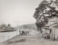 Yokohama Japan Negishi Canal Roadside Scene Rickshaws People Vtg. Photo 19thC.