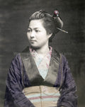 Japanese Woman Traditional Kimono Dress Hairstyle Portrait Vtg. Photo 19thC.