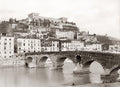Verona Italy Ponte Pietra Bridge River Castle Cityscape Vtg. Photo 19thC.