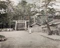 Ise Japan Shinto Shrines Soldiers Military Torii Gate Forest Vtg. Photo 19thC.