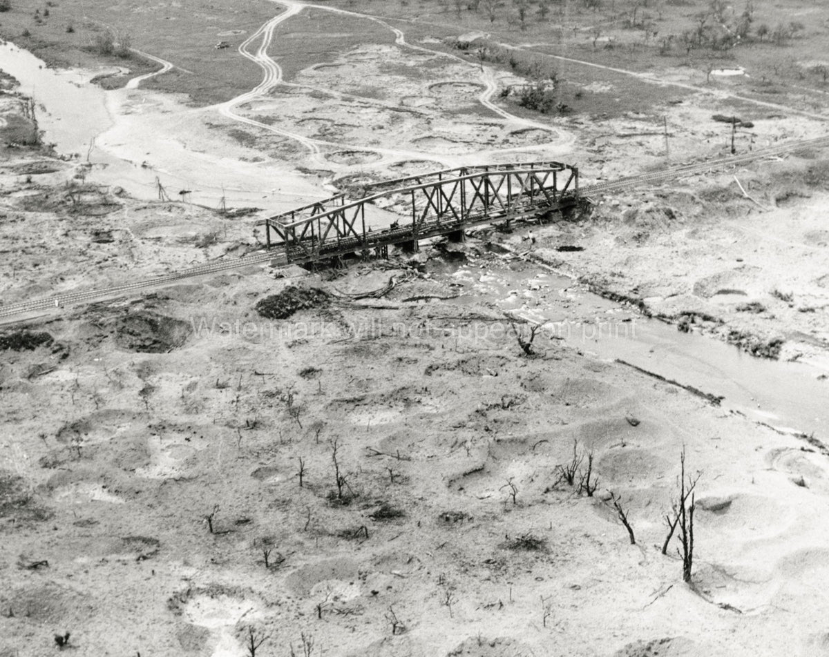 Sinzig Germany Damaged Railway Bridge Aerial View River Tracks Vtg. Photo WW2