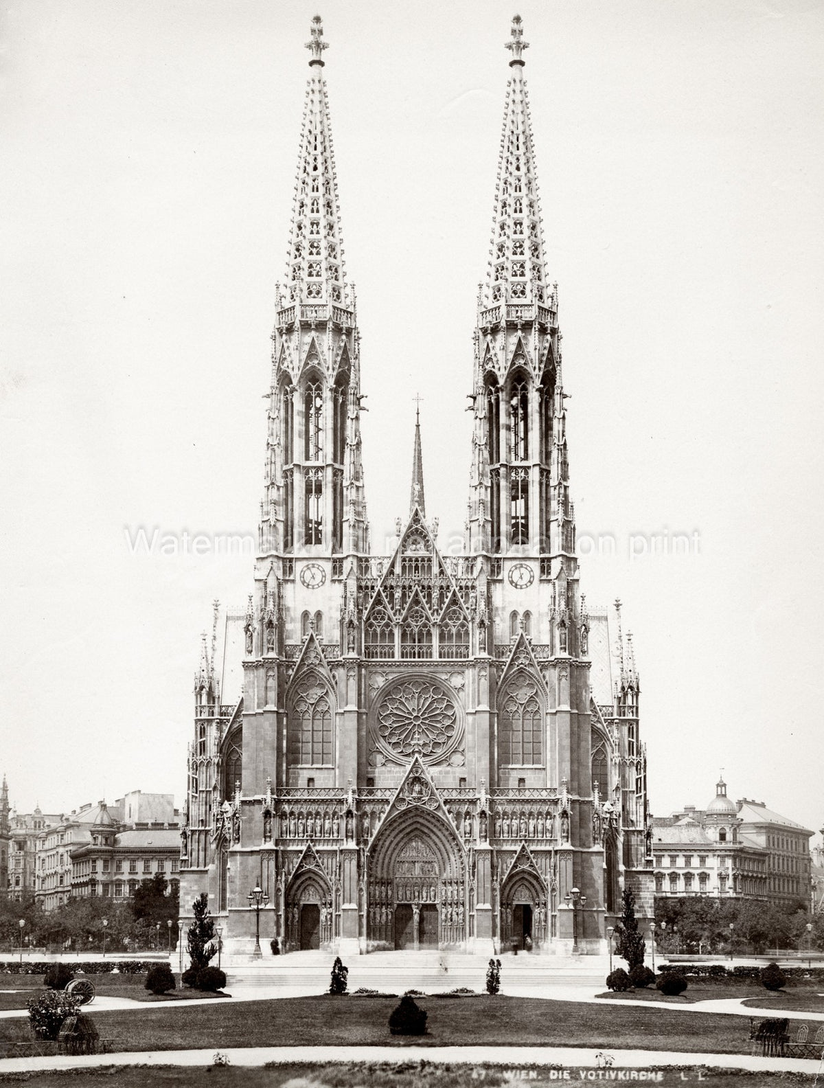 Vienna Austria Votivkirche Ringstrae Gothic Revival Church Vtg. Photo 19thC.