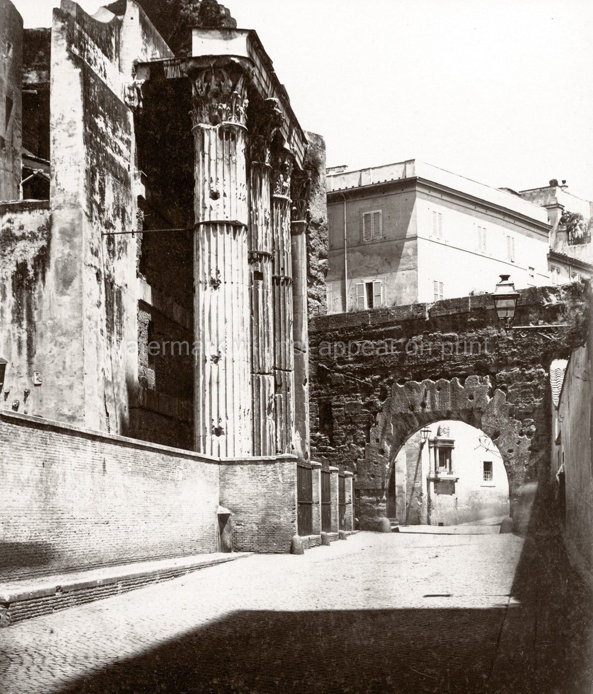 Rome Italy Temple Mars Ultor Ancient Ruins Columns Vtg. Photo 19thC.