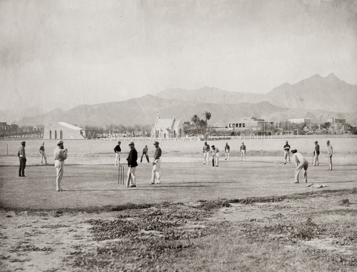 Kohat India Cricket Match Players British Colonial Game Vtg. Photo 19thC.