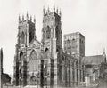 York Minster Cathedral Church Gothic Architecture West Front Vtg. Photo 19thC.