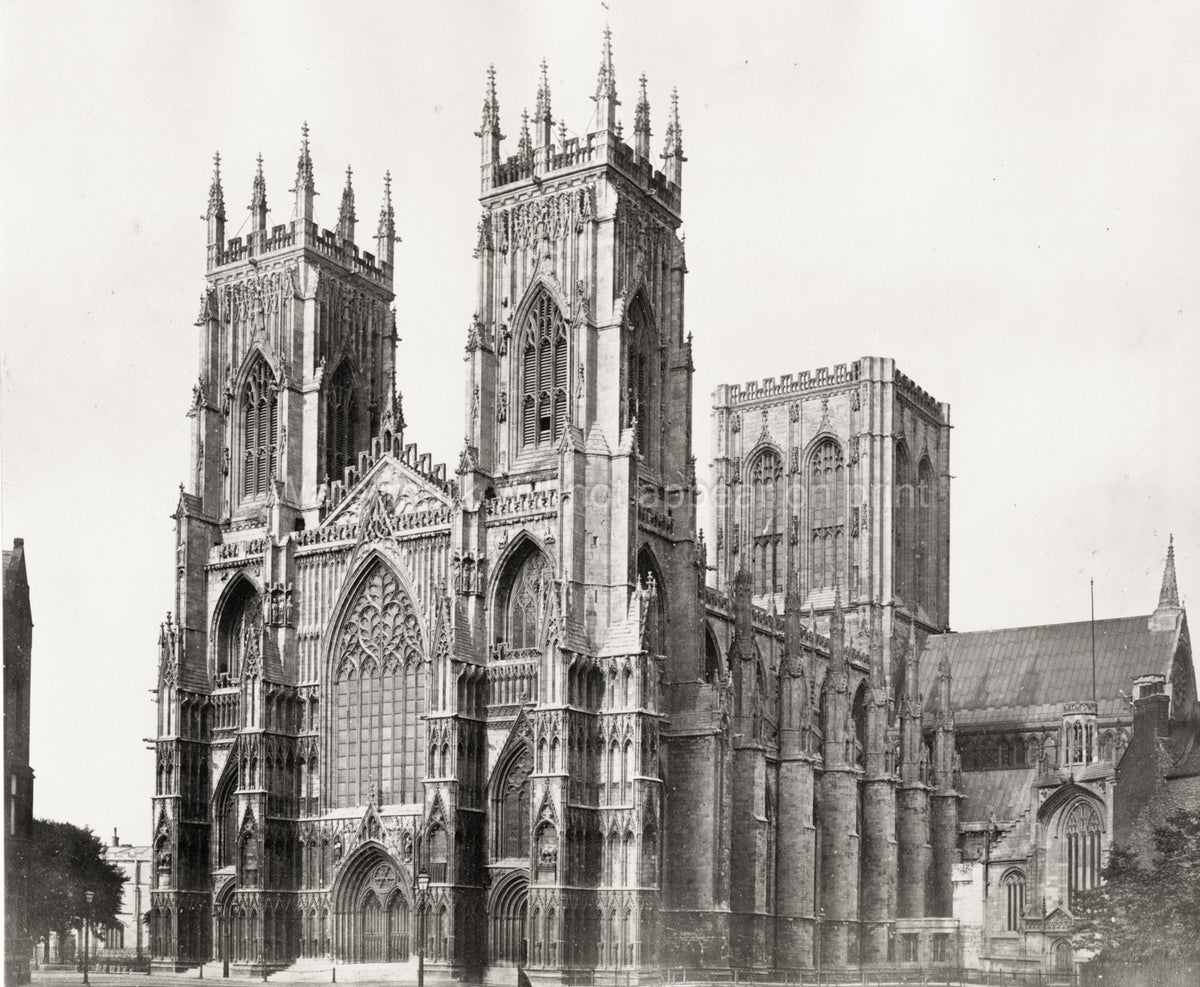 York Minster Cathedral Church Gothic Architecture West Front Vtg. Photo 19thC.