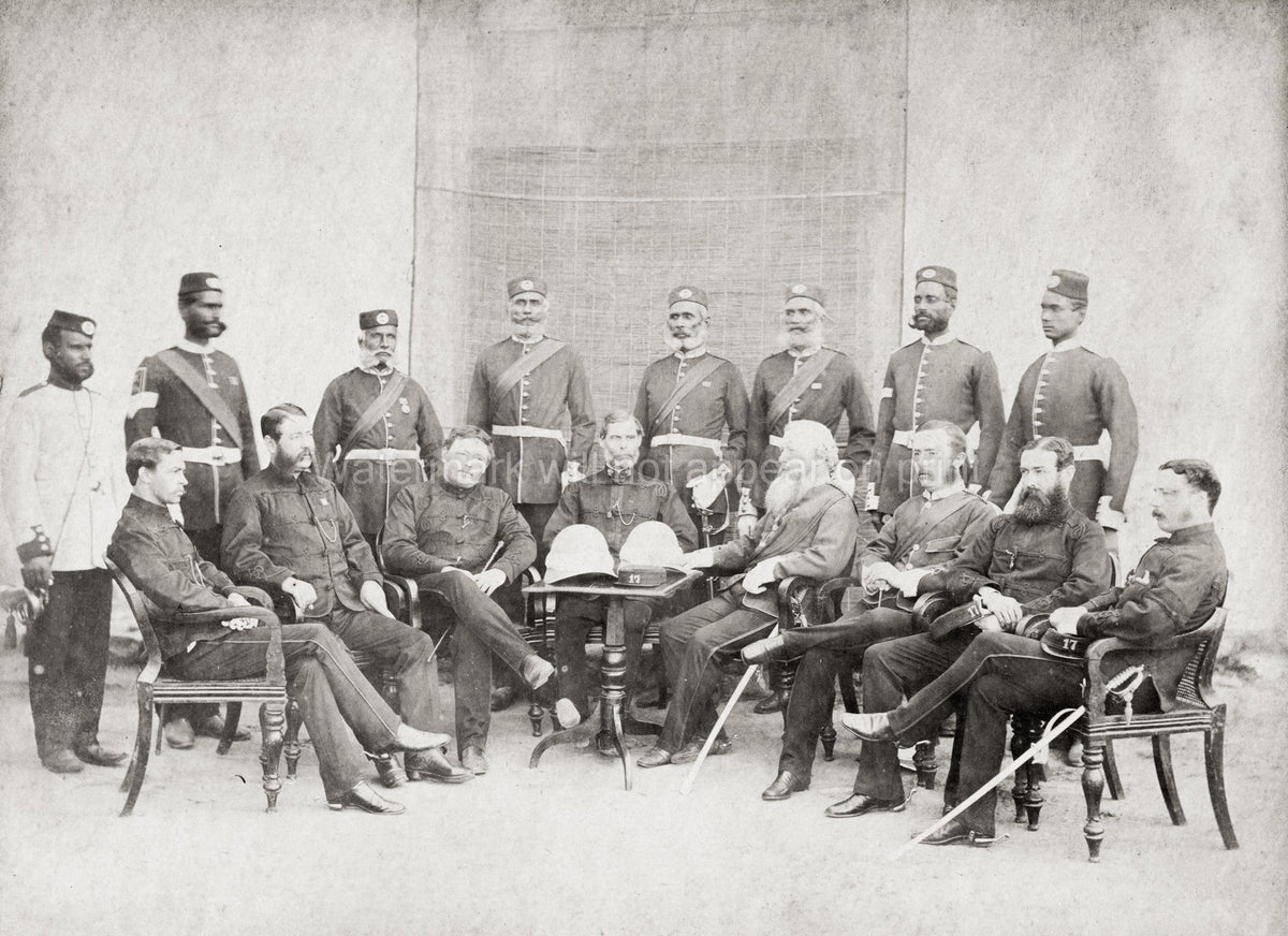 British Army India Officers 17th Native Infantry Group Vtg. Photo 19thC.