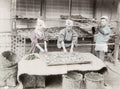 Japan Silk Worms Sericulture Industry Women Working Baskets Vtg. Photo 19thC.