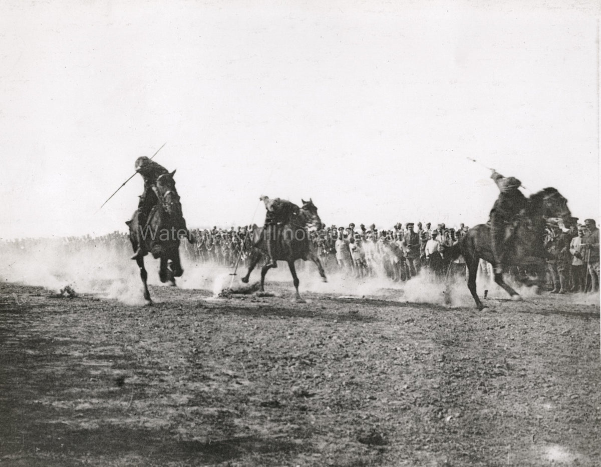 Flanders Indian Cavalry Display Soldiers Horses Spears WWI Vtg. Photo WW1