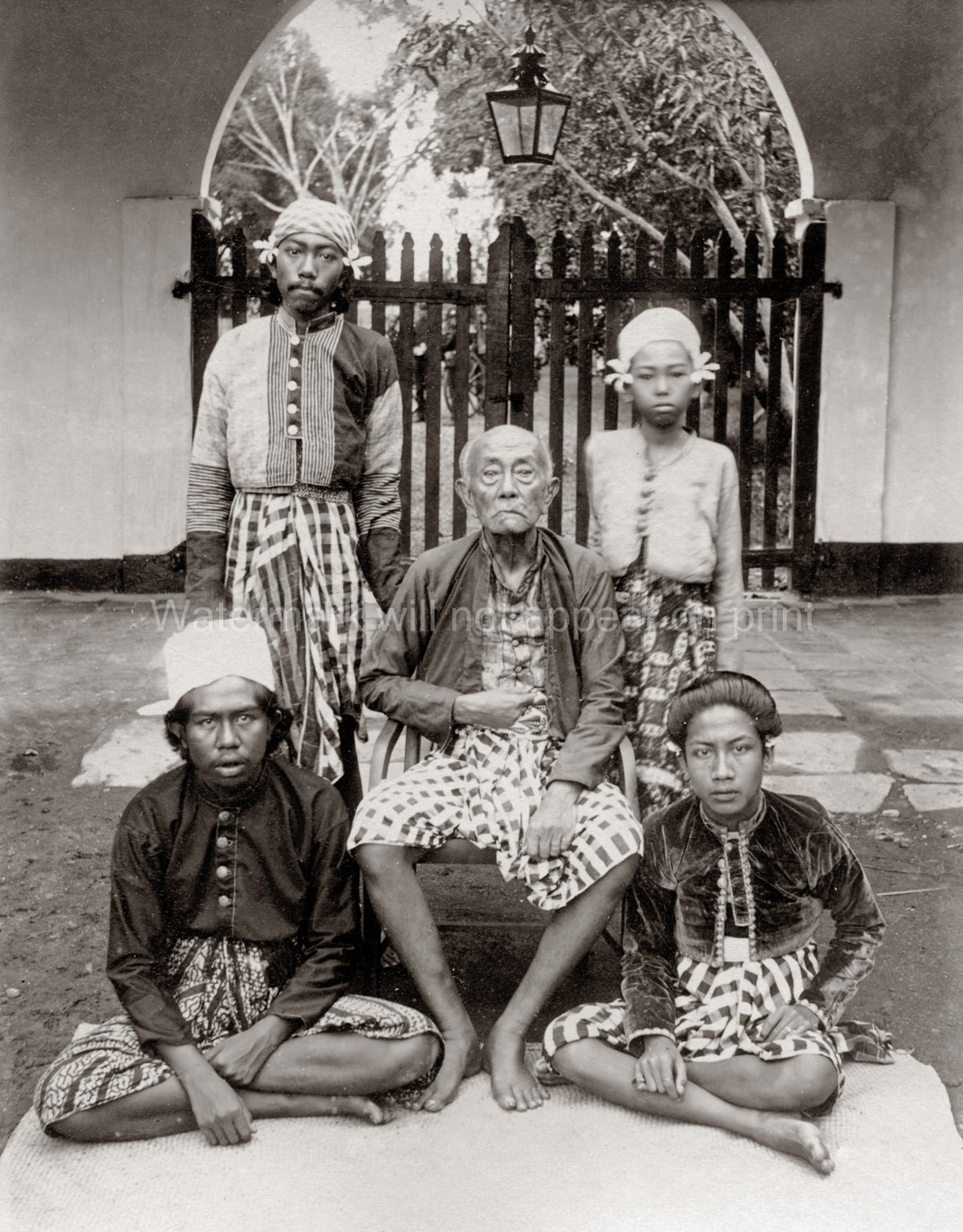 Indonesian Rajah Lombok Family Portrait Traditional Attire Vtg. Photo 19thC.