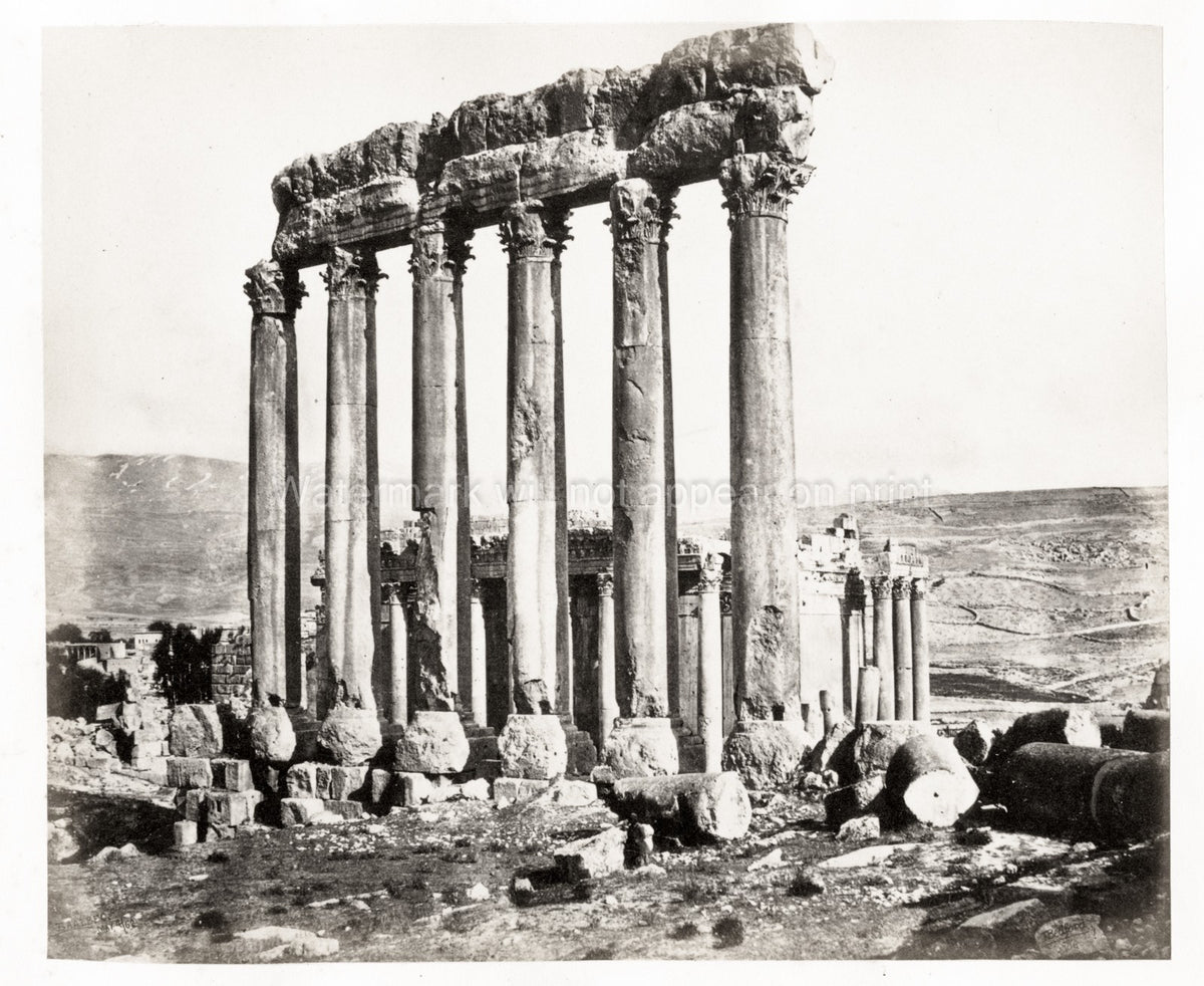 Temple Jupiter Baalbek Lebanon Ancient Roman Ruins Columns Vtg. Photo 19thC.
