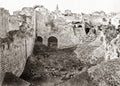 Jerusalem Pool Bethesda Ancient Ruins City Walls Arches Vtg. Photo 19thC.