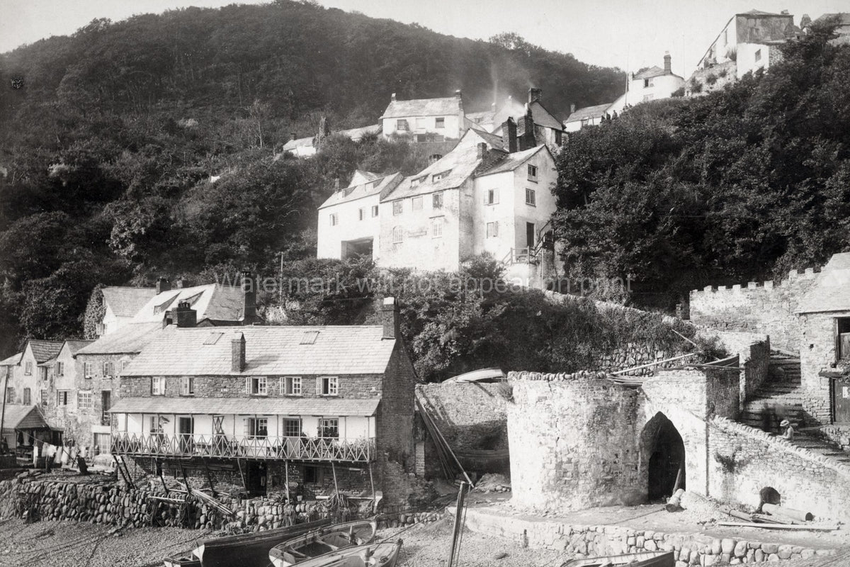 Clovelly Village Quay View Devon England Harbour Seaside Vtg. Photo 19thC.