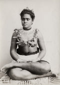 Western Samoa Woman Traditional Attire Seated Studio Portrait Vtg. Photo 19thC.
