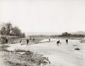 Kyoto Japan Kamogawa River Fishing Fishermen Wading Nets Vtg. Photo 19thC.