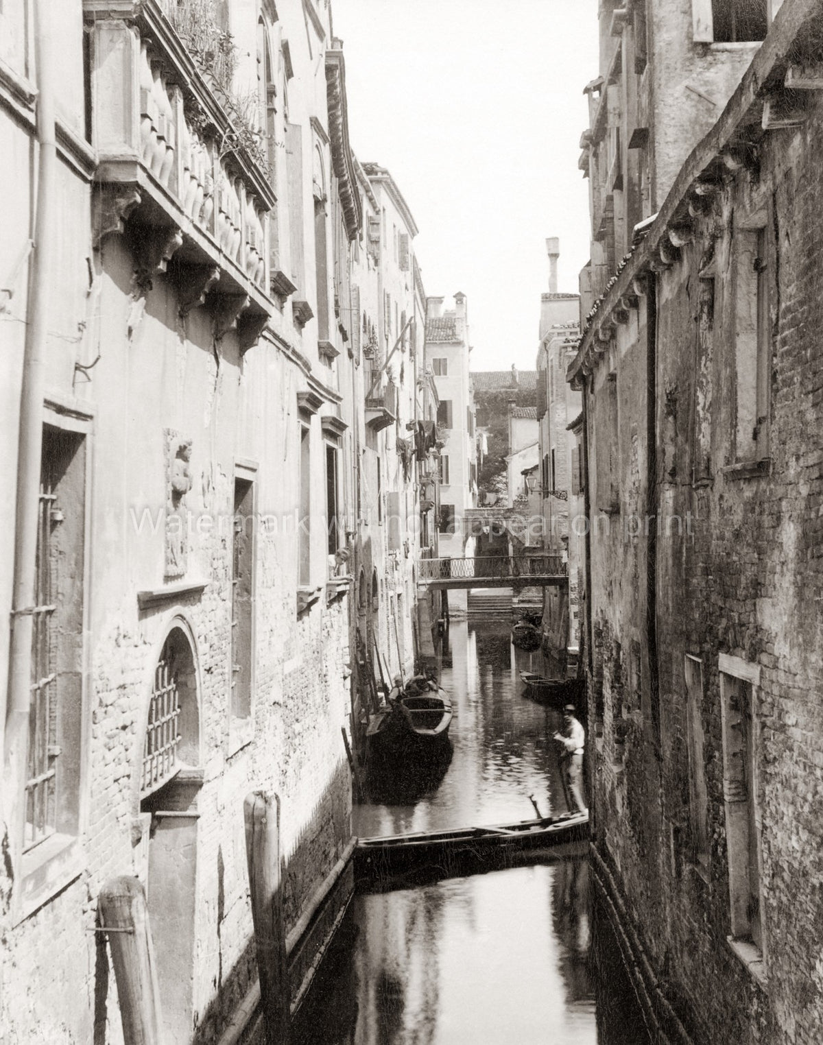Venice Rio San Antonio Canal Gondola Buildings Architecture Vtg. Photo 19thC.