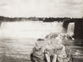 Niagara Falls Tourists Raincoats Waterfall Scenery Vtg. Photo 19thC.