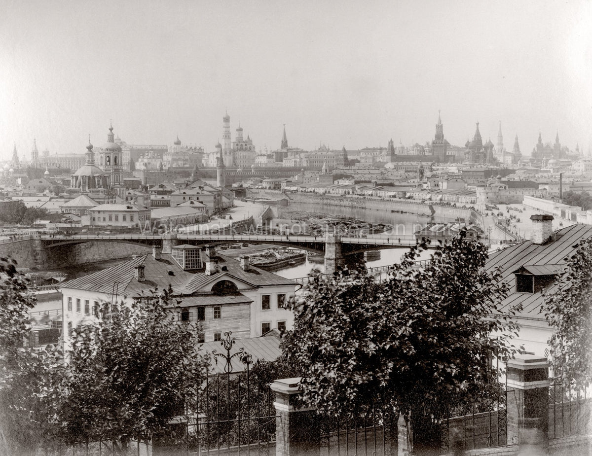 Moscow Russia Kremlin Rooftop View Cityscape Moskva River Vtg. Photo 19thC.