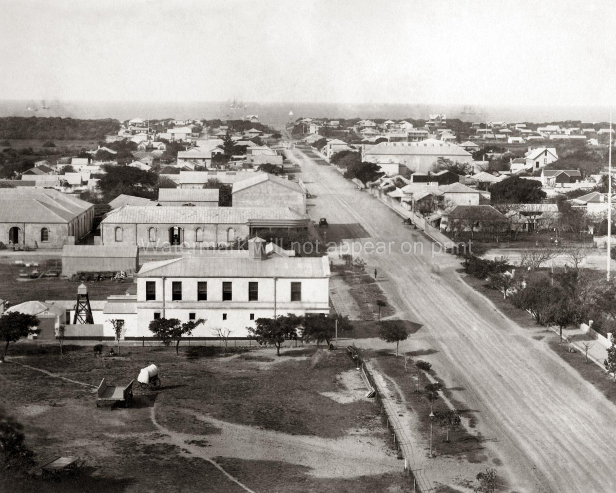 Durban South Africa High Angle View Street Scene Cityscape Vtg. Photo 19thC.