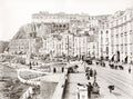 Naples Italy Strada di Santa Lucia Cityscape Tram Laundry Vtg. Photo 19thC.