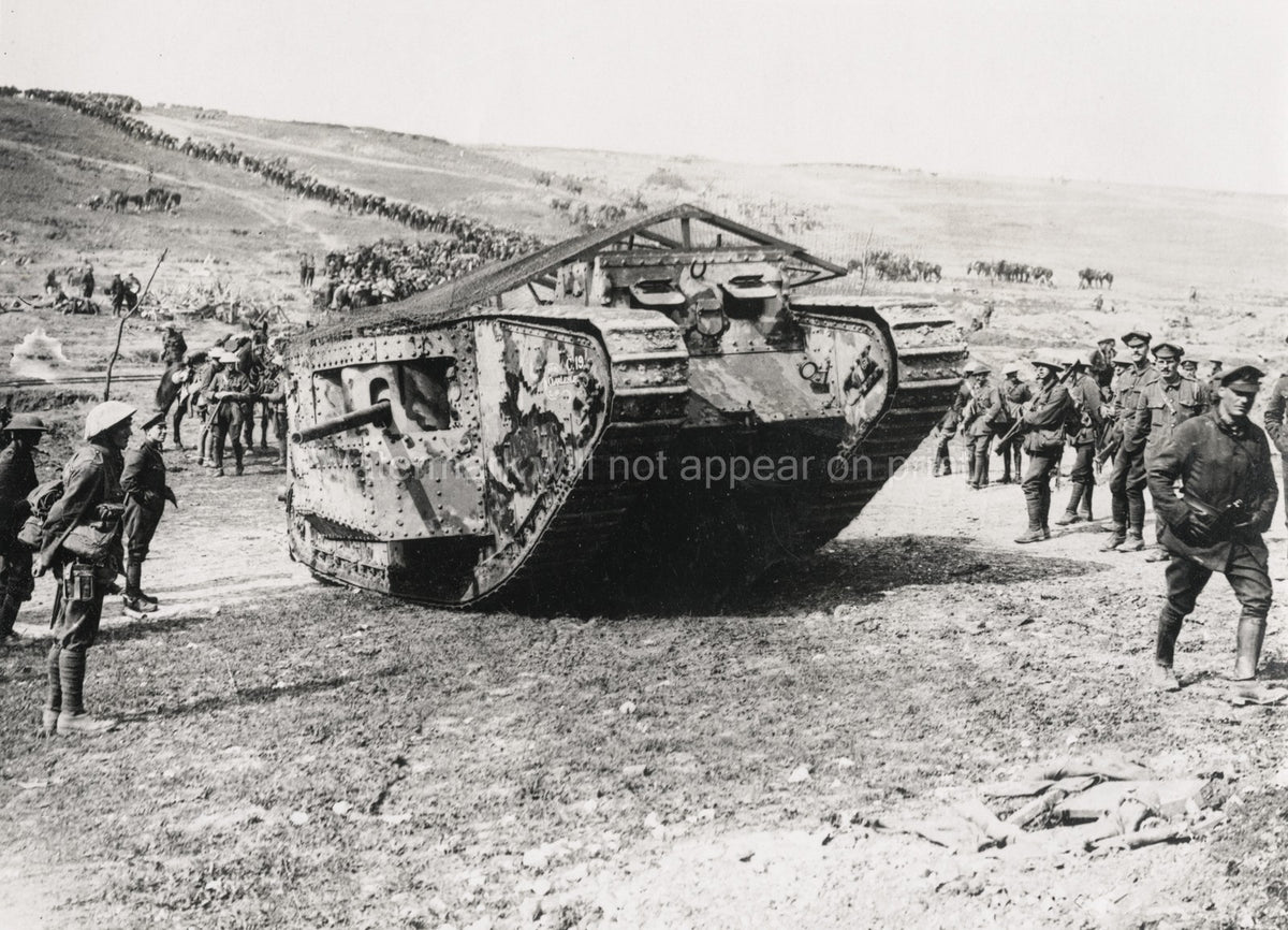World War France Battlefield Armoured Car Tank Soldiers Vtg. Photo WW1