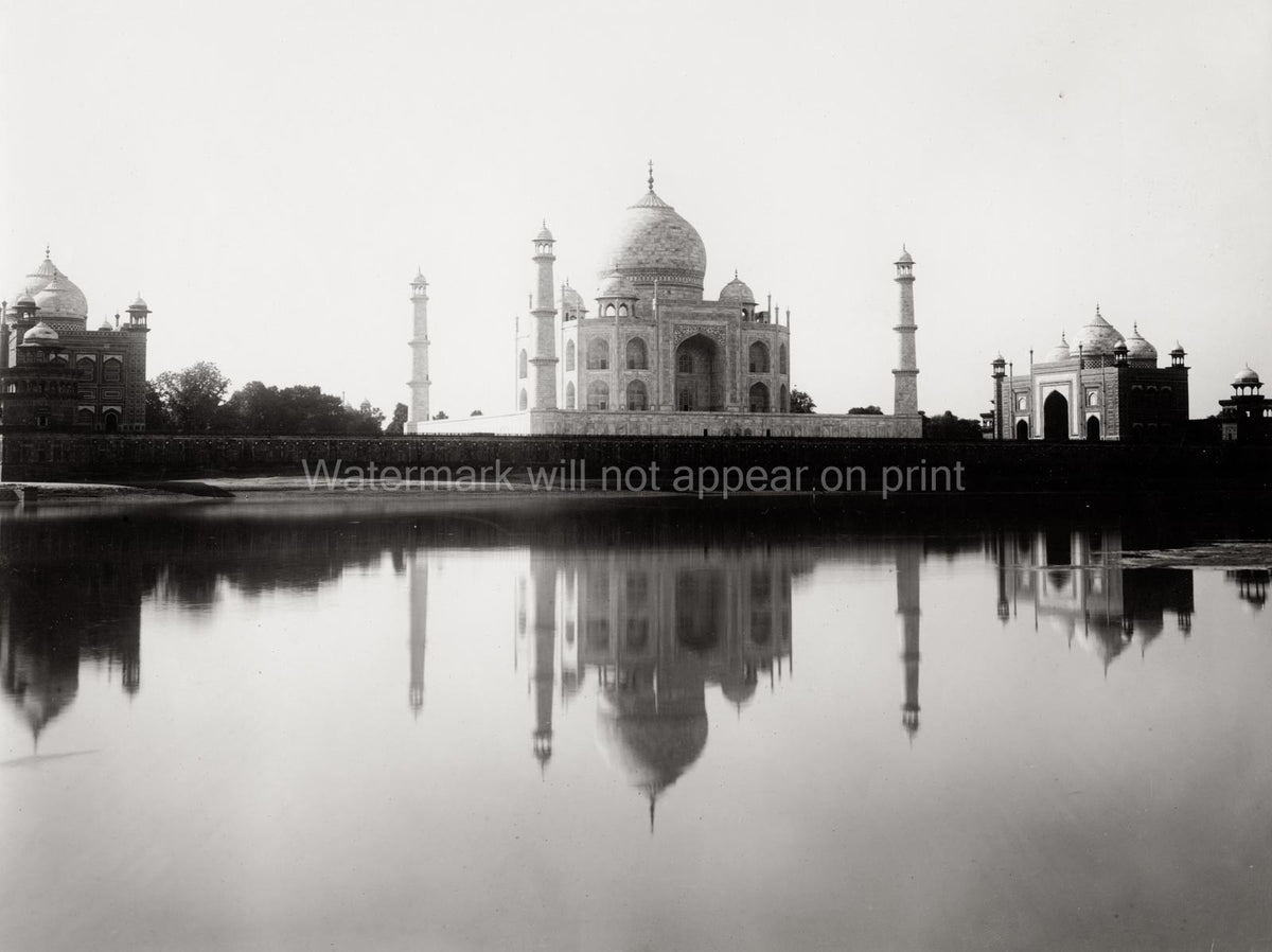 Agra India Taj Mahal Reflection Yamuna River Mughal Vtg. Photo 19thC.