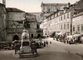 Ragusa Gundulic Square Market Scene Statue Architecture Vtg. Photo 19thC.