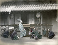 Japanese High Official Samurai Servants Bearers Palanquin Vtg. Photo 19thC.