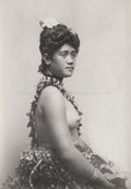 Pacific Islands Fiji Tahiti Woman Traditional Dress Lei Vtg. Photo 19thC.