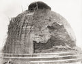 Ruined Brick Tower India Bamboo Scaffolding Stupa Restoration Vtg. Photo 19thC.