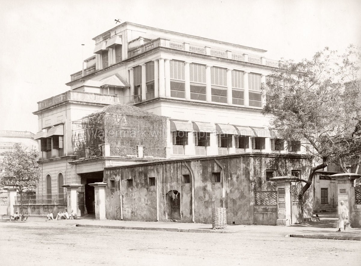 Calcutta India Colonial Offices Architecture Street Scene Vtg. Photo 19thC.