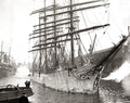 Glasgow Docks Sailing Ship Tall Masts Rigging Harbor Vtg. Photo 20thC.