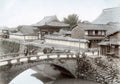 Japan Nagasaki Kamiya-bashi Bridge Rickshaws Temple Gate Vtg. Photo 19thC.