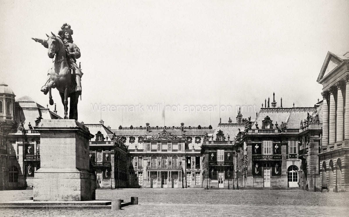King Louis XIV Equestrian Statue Palace Versailles France Vtg. Photo 19thC.