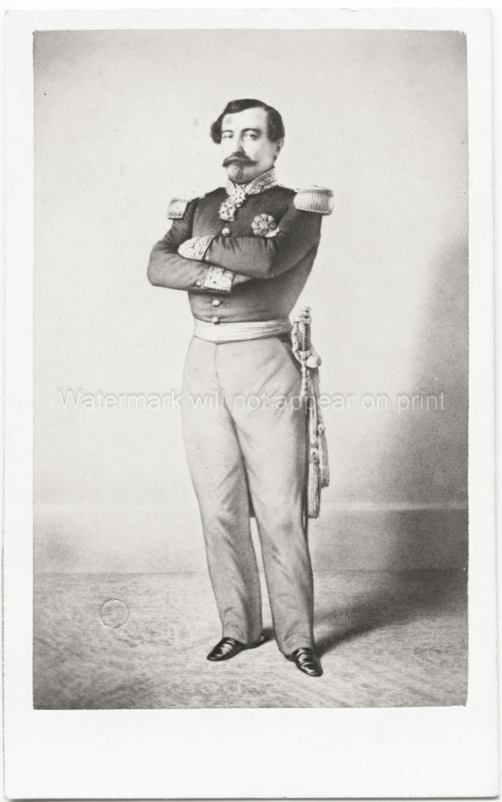 French General Lamoricire Military Uniform Portrait Sword Vtg. Photo 19thC.