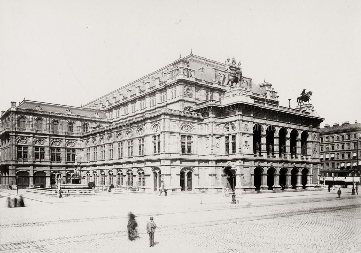 Vienna State Opera House Austria Architecture Street Scene Vtg. Photo 19thC.