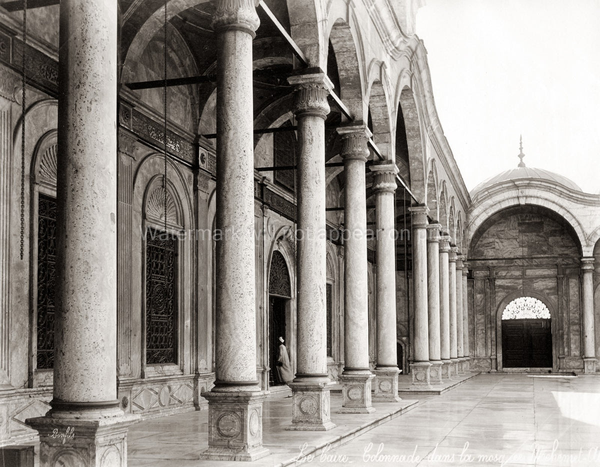 Mosque Muhammad Ali Cairo Marble Colonnade Arches Courtyard Vtg. Photo 19thC.