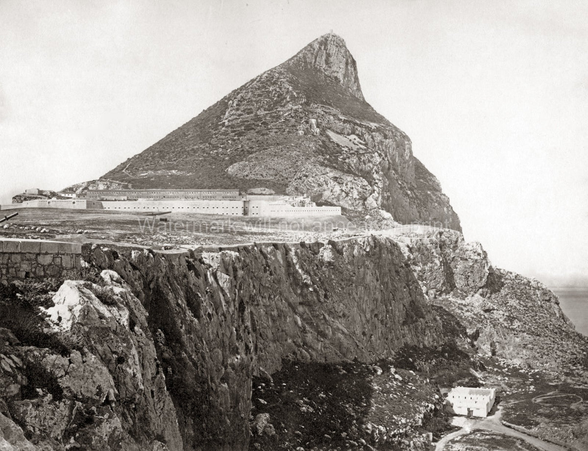 Gibraltar Arsenal Rock Fortification Military Cliffs Cannon Vtg. Photo 19thC.