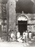 India Karli Caves Temple Westerners Native Men Architecture Vtg. Photo 19thC.