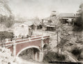 Kobe Japan Ryoundo's Store Bridge Nunobiki Falls People Vtg. Photo 19thC.