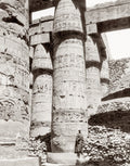 Egypt Carved Pillars Ancient Ruins Hieroglyphics Temple Figure Vtg. Photo 19thC.
