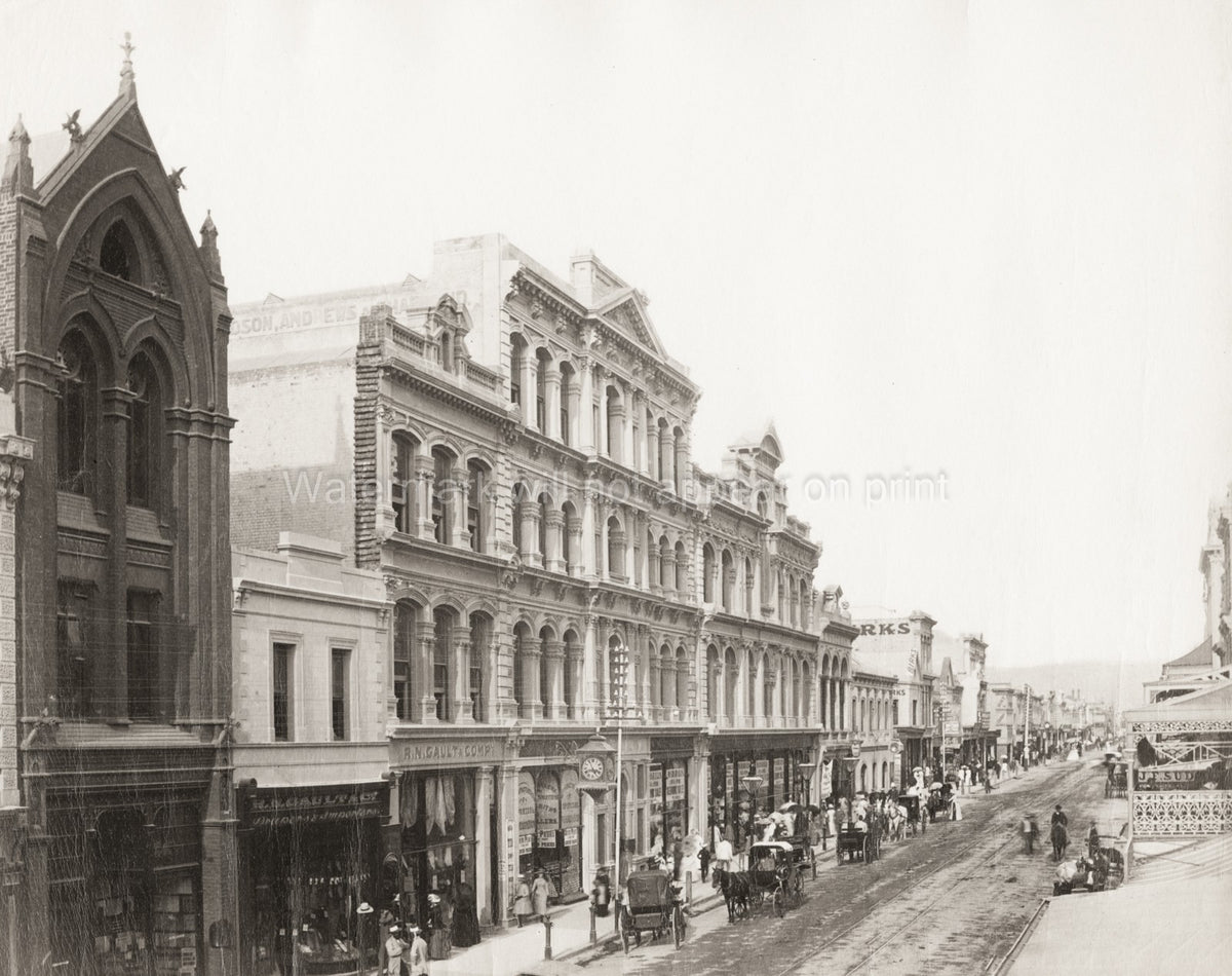 Melbourne Australia Cityscape Architecture Shops Horse Vtg. Photo 19thC.