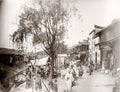 Shanghai China City Street Scene Canal Market Shops People Vtg. Photo 19thC.