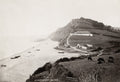 Branscombe Beach Devon Coastal Cliffs Cows Boats Seascape Vtg. Photo 19thC.