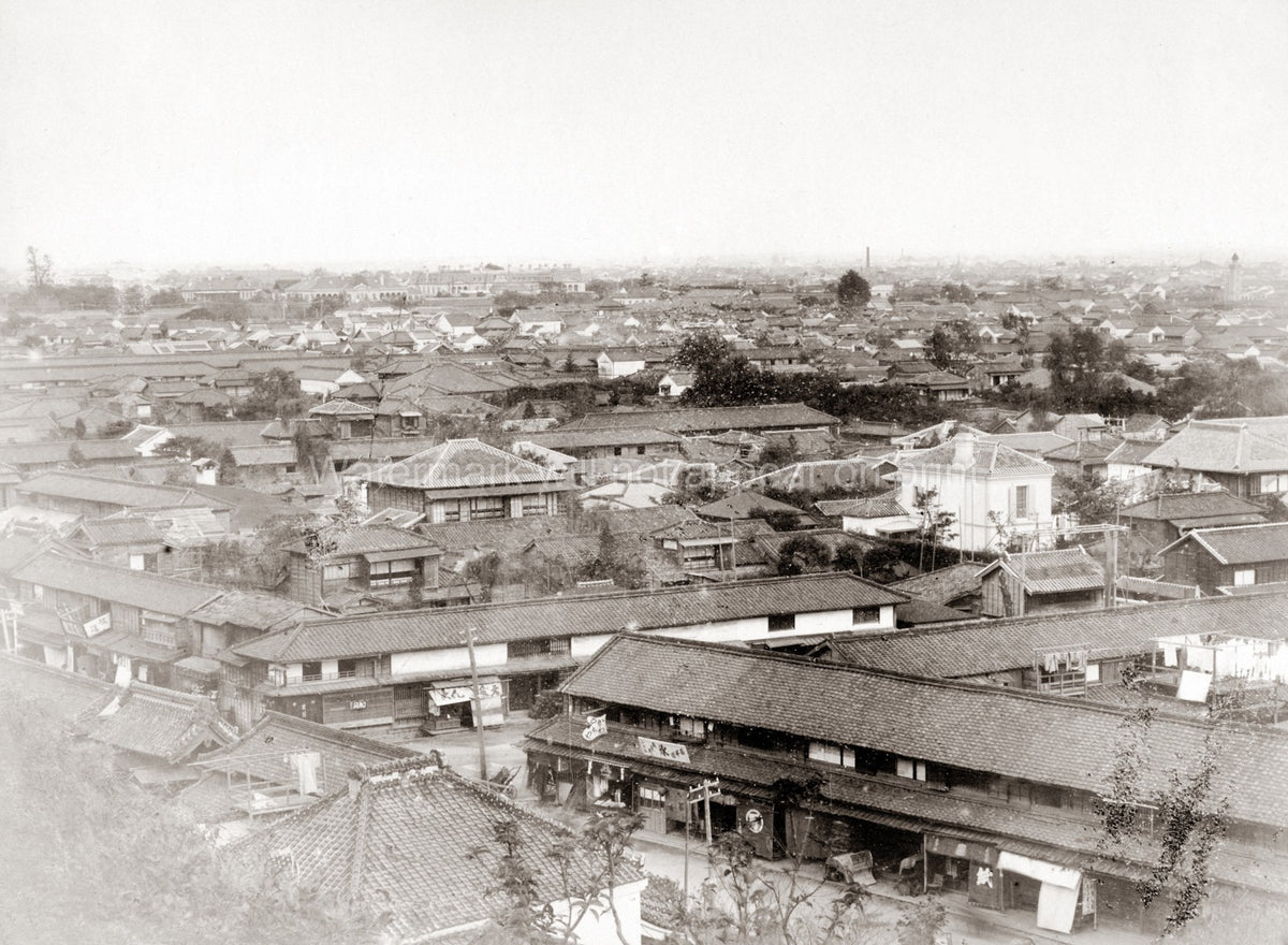 Tokyo Japan Birdseye View Cityscape Rooftops Traditional Urban Vtg. Photo 19thC.