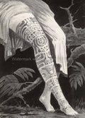 Pacific Islands Marquesas Woman's Leg Full Tattoo Tribal Art Vtg. Photo 19thC.