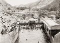 India Galtaji Temple Pilgrims Bathing Sacred Kund Ghats Vtg. Photo 19thC.