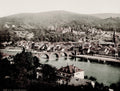 Heidelberg Germany Cityscape Old Bridge Neckar River Castle Vtg. Photo 19thC.