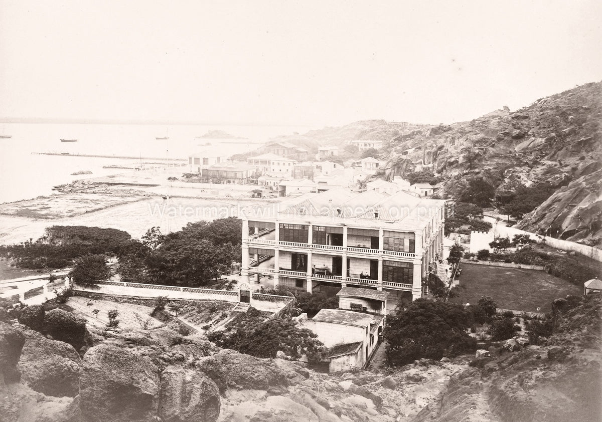 China Swatow Shantou Kakchio Coastal Mansion Harbor Hills Vtg. Photo 19thC.